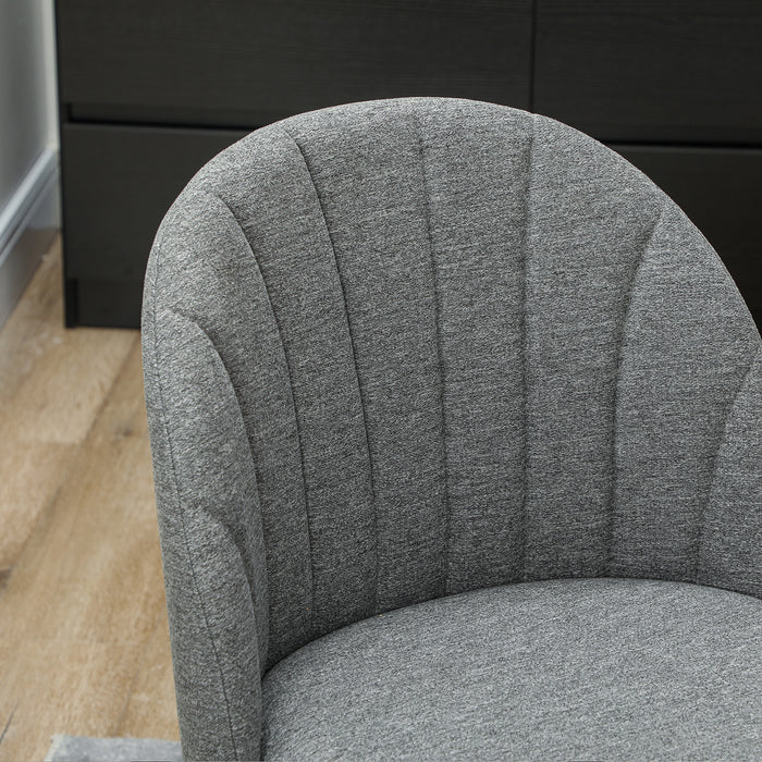 HOMCOM Velvet Dining Chairs Set of 2, Modern Upholstered Kitchen Chairs with Metal Legs, Shell Backrest and Padded Seat for Dining Room, Bedroom, Living Room, Vanity, Grey