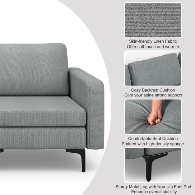 3-Seat Sofa with Magazine Caddy - Light Grey Couch Featuring Socket and USB Charging Ports - Perfect for Contemporary Living Spaces and Technology-Integrated Homes