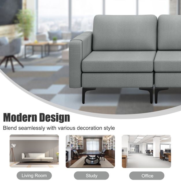 3-Seat Sofa with Magazine Caddy - Light Grey Couch Featuring Socket and USB Charging Ports - Perfect for Contemporary Living Spaces and Technology-Integrated Homes