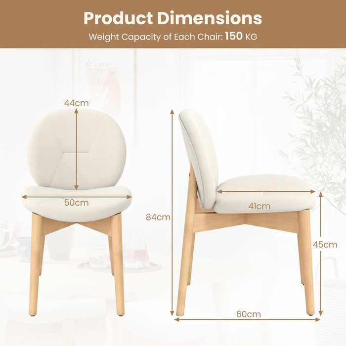 Soft Boucle Upholstered Wooden Dining Chairs Set of 2 with Rubber Wood Legs-