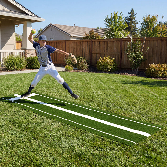 Softball Pitching Mat 10 x 3 FT Softball Training Aid with Pitching Mound-