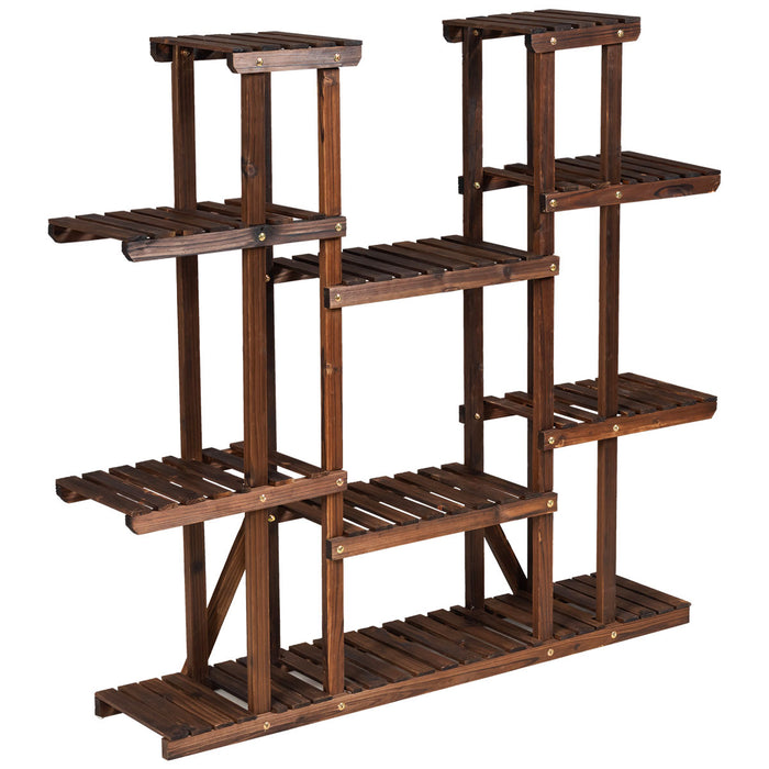 Wooden Plant Stand - 9 Tier Display Rack for 18 Pots, Suitable for Indoor and Outdoor Use