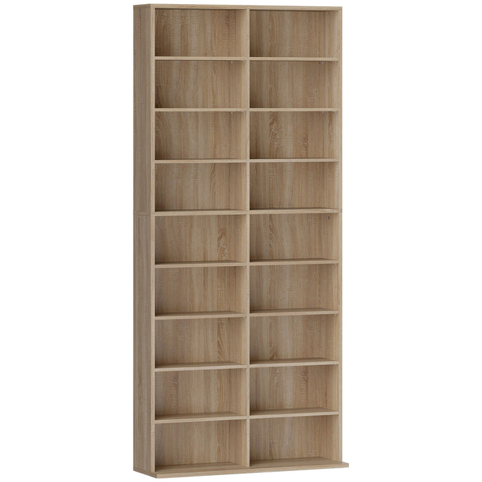 HOMCOM 640 CD Storage Tower - Nature Wood Finish