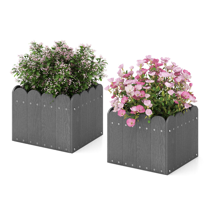 2 Pack Square Planter Box - With Drainage Gaps in Vibrant Orange - Ideal for Home or Office Indoor/Outdoor Gardening