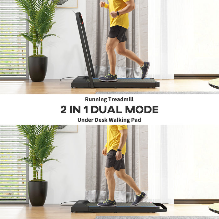 2.5HP Walking Pad Treadmill - Folding Design with Remote Control & LED Display, 1-6km/h Speed Range - Ideal for Home Gym & Office Workouts, Sleek Blue Color