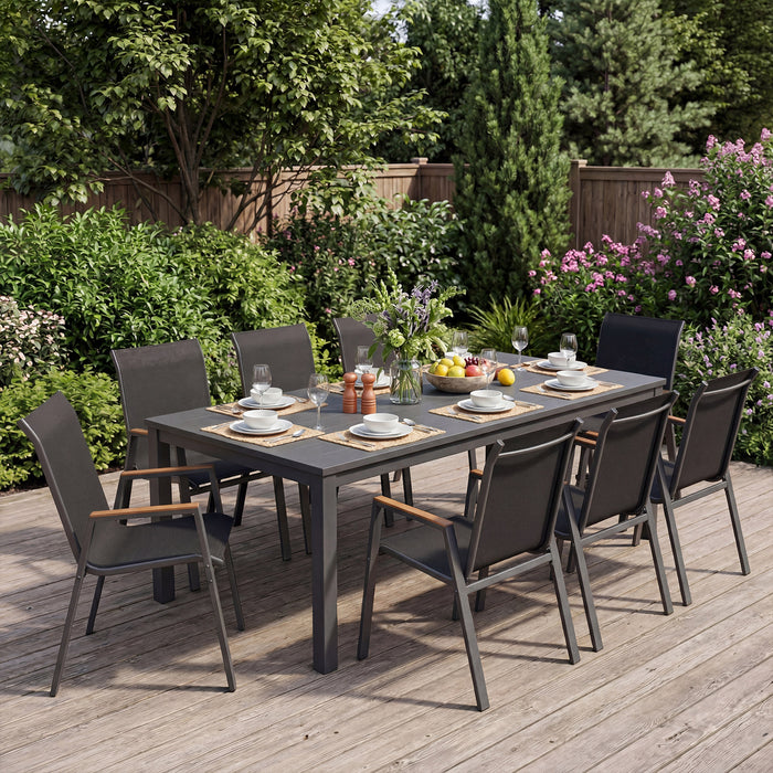 Stackable Patio Chairs Set of 4 Outdoor Breathable Fabric Dining Chairs with High Backs-