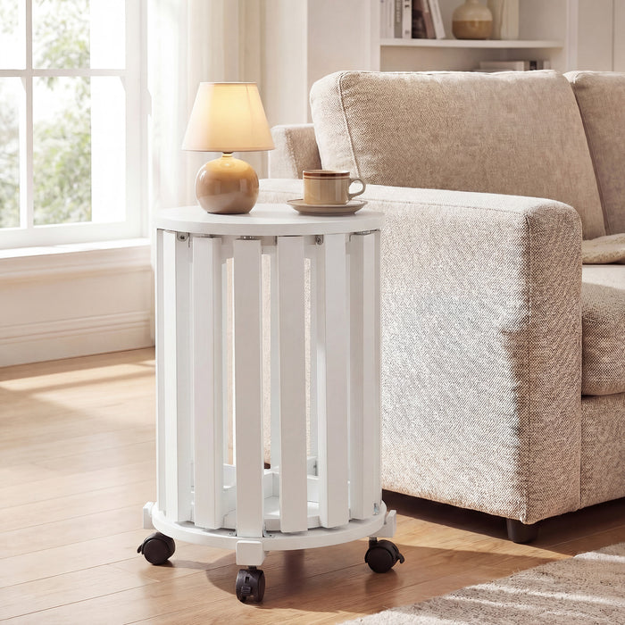 Stackable Stools Set of 4 with Rolling Base Solid Rubber Wood Nesting Stools-
