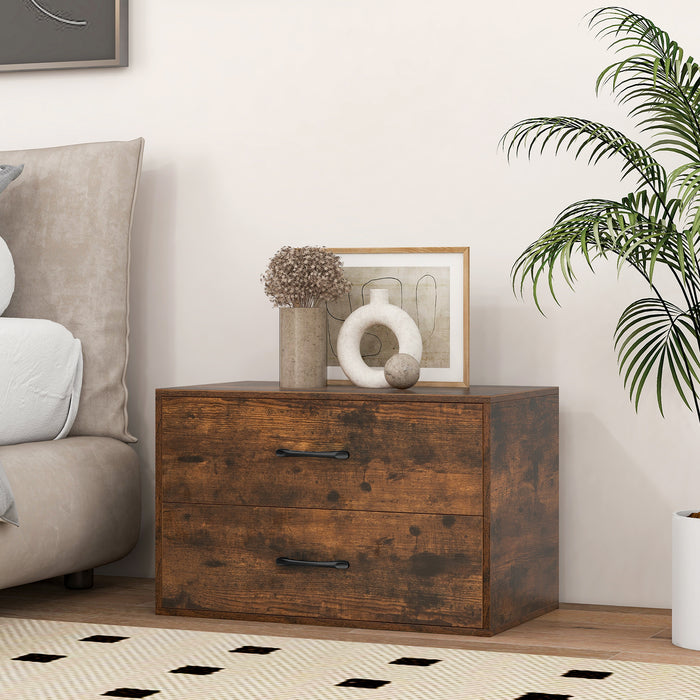 Stackable 2-Drawer Dresser with Anti-scratch Pads and Anti-tipping Devices-Rustic Brown