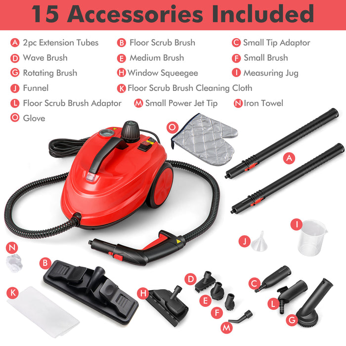 Steam Cleaner 2000W High Pressure Steamer Cleaning Machine with 15-Piece Accessories-