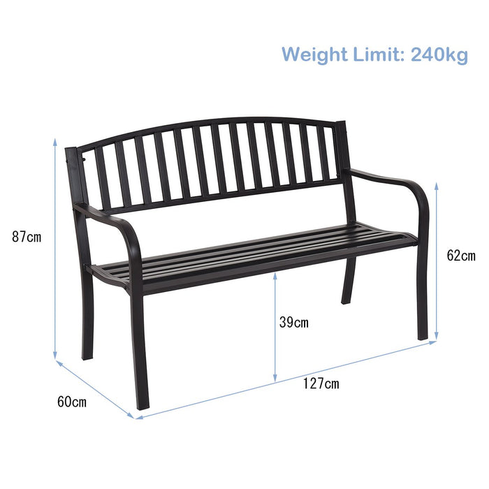 Steel Garden Bench Outdoor Patio Bench with Streak Design