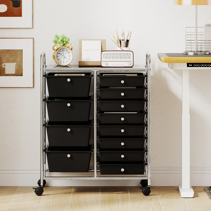 Storage Cart with 2-Size Drawer Rolling Cart Large Countertop Side Handles-