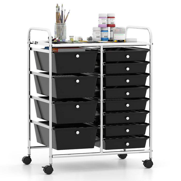 Storage Cart with 2-Size Drawer Rolling Cart Large Countertop Side Handles-