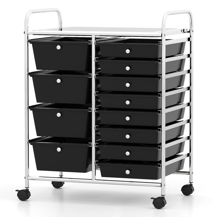 Storage Cart with 2-Size Drawer Rolling Cart Large Countertop Side Handles-