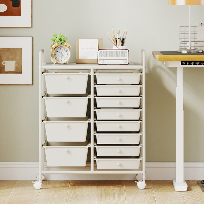 Storage Cart with 2-Size Drawer Rolling Cart Large Countertop Side Handles-