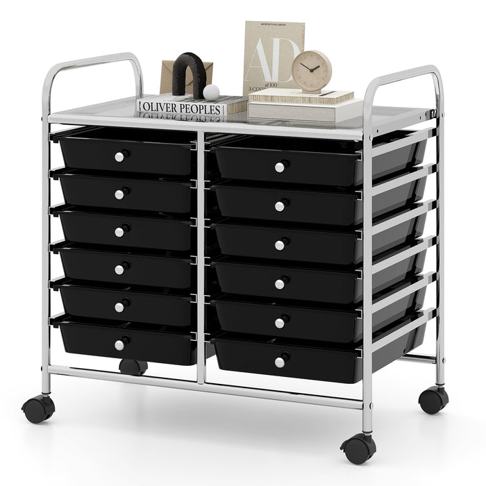 Storage Rolling Cart with Drawer and Large Countertop Side Handles-