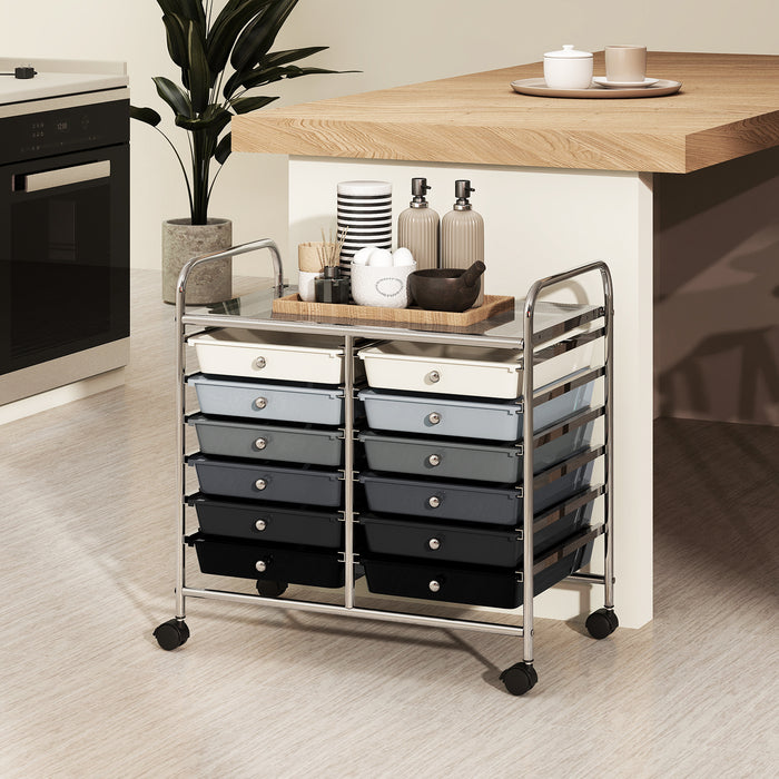 Storage Rolling Cart with Drawer and Large Countertop Side Handles-