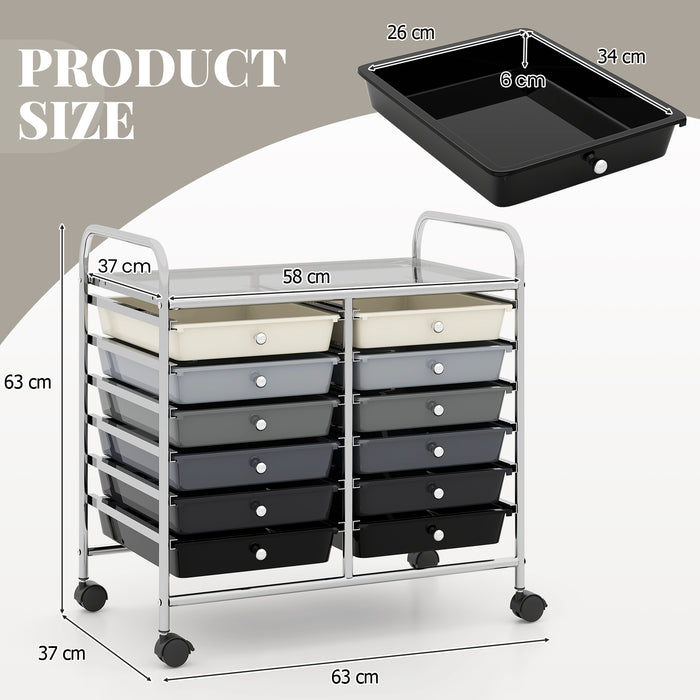 Storage Rolling Cart with Drawer and Large Countertop Side Handles-