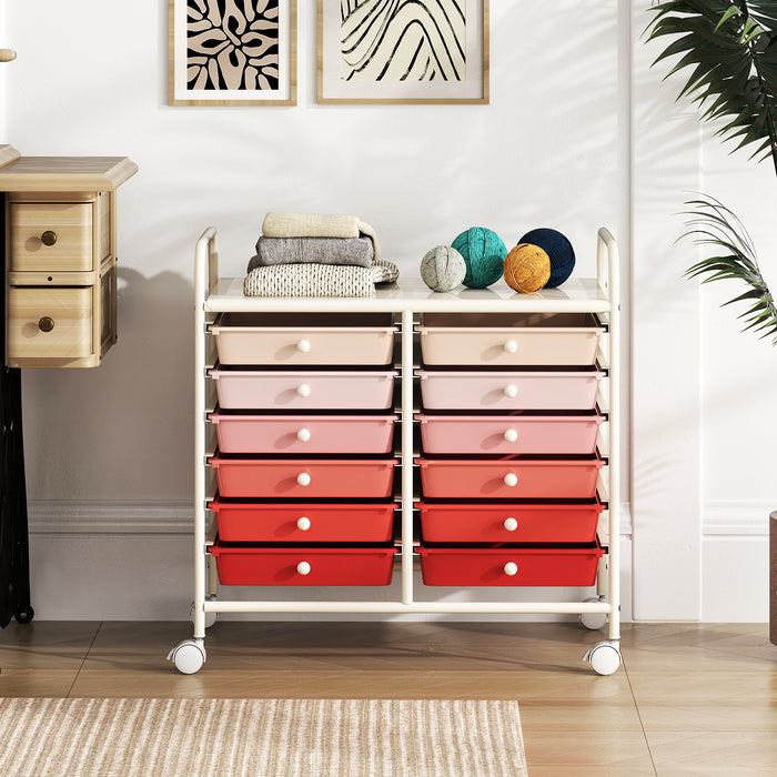 Storage Rolling Cart with Drawer and Large Countertop Side Handles-