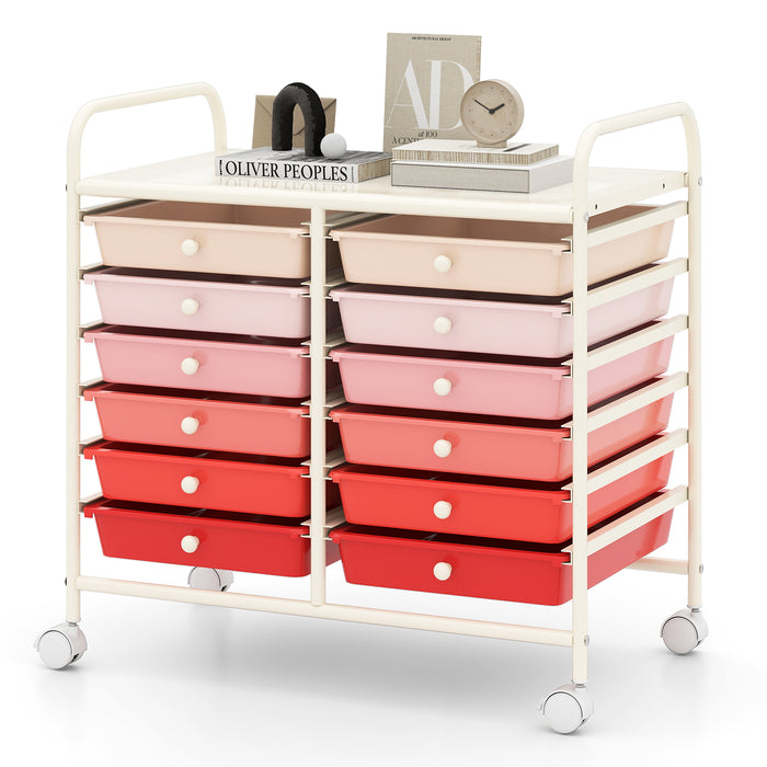 Storage Rolling Cart with Drawer and Large Countertop Side Handles-
