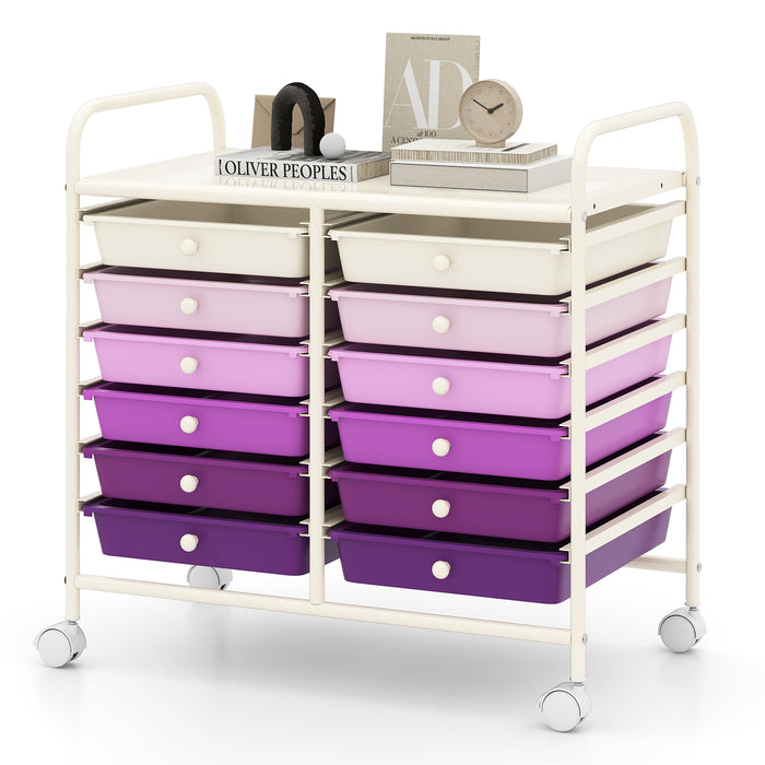Storage Rolling Cart with Drawer and Large Countertop Side Handles-