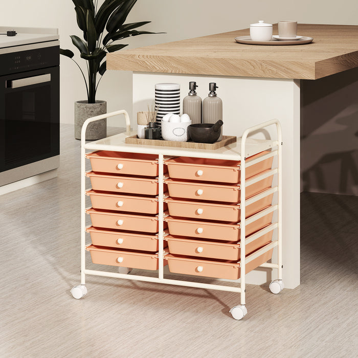 Storage Rolling Cart with Drawer and Large Countertop Side Handles-