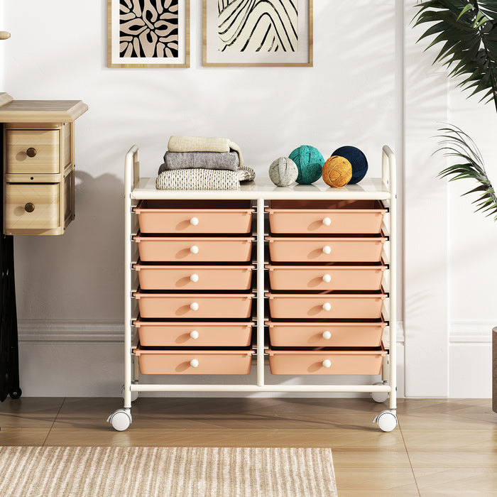 Storage Rolling Cart with Drawer and Large Countertop Side Handles-