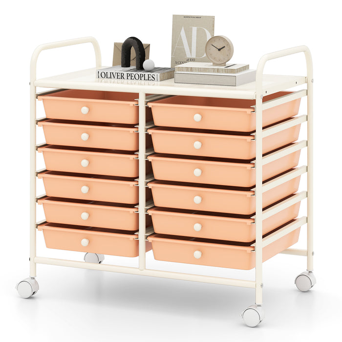 Storage Rolling Cart with Drawer and Large Countertop Side Handles-
