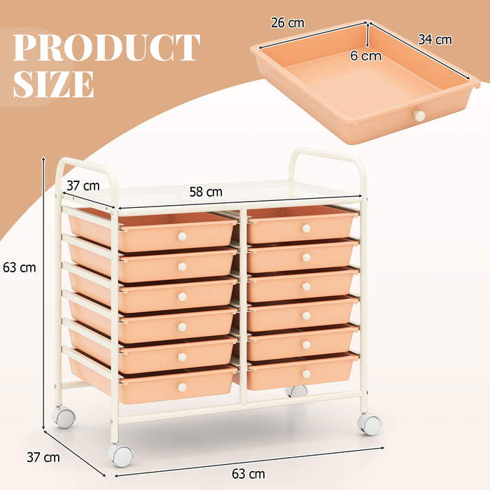 Storage Rolling Cart with Drawer and Large Countertop Side Handles-