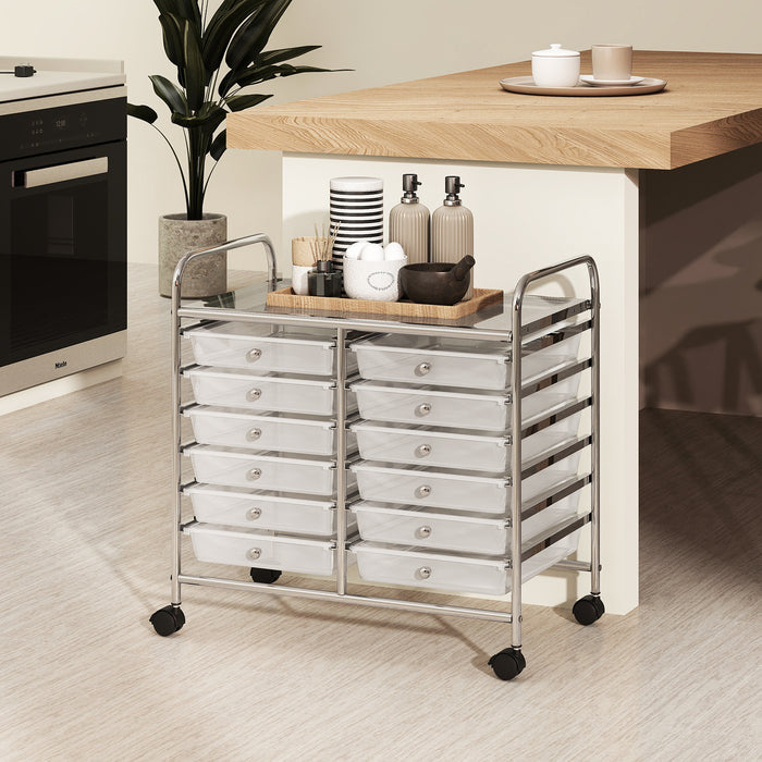Storage Rolling Cart with Drawer and Large Countertop Side Handles-