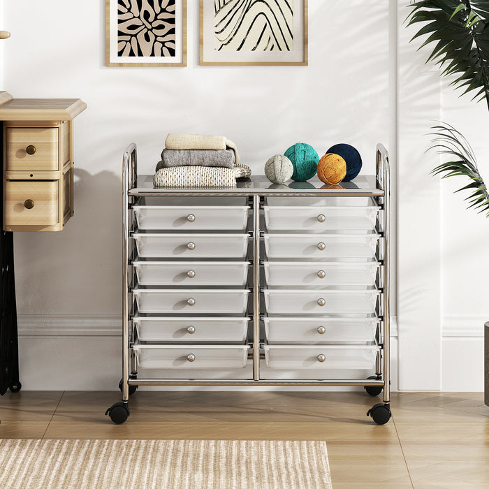 Storage Rolling Cart with Drawer and Large Countertop Side Handles-