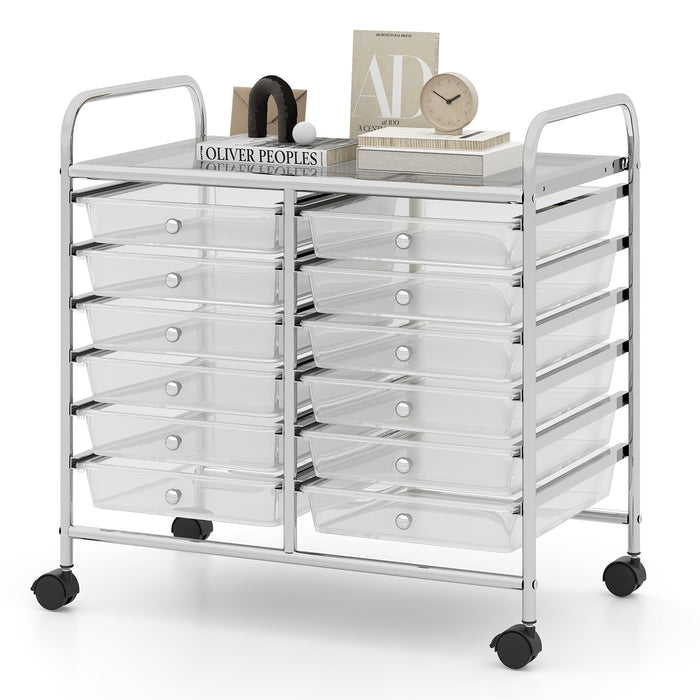 Storage Rolling Cart with Drawer and Large Countertop Side Handles-