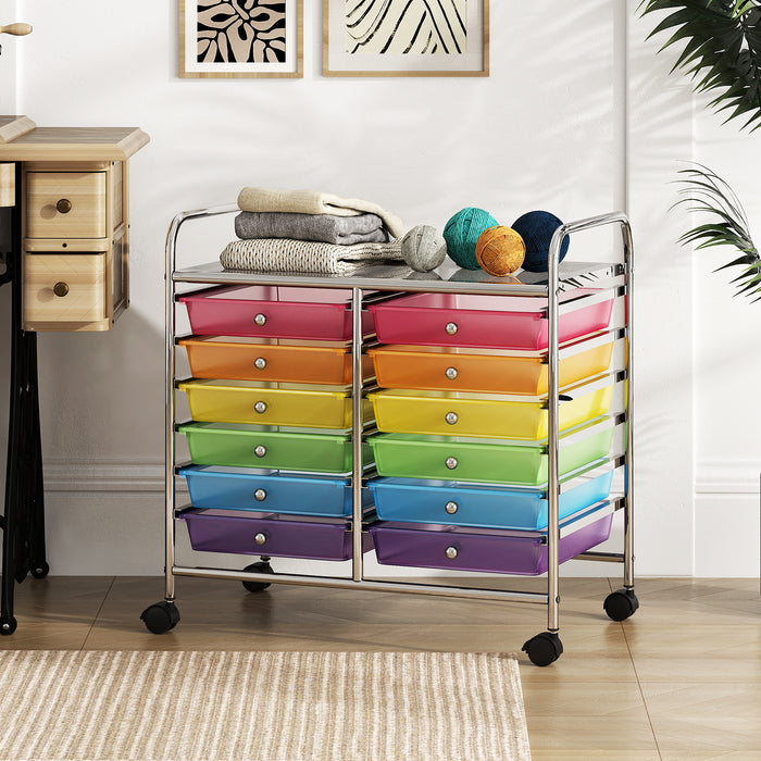 Storage Rolling Cart with Drawer and Large Countertop Side Handles-