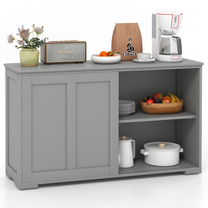 Storage Sideboard with Sliding Door and Double Partition-