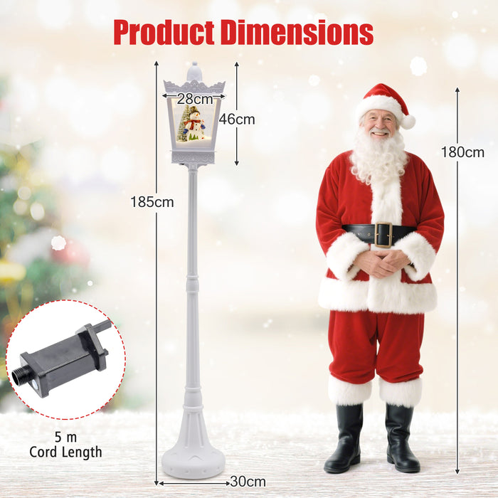 8 ft Christmas Streetlight with Warm White LED Lights and Snowy Effects-White