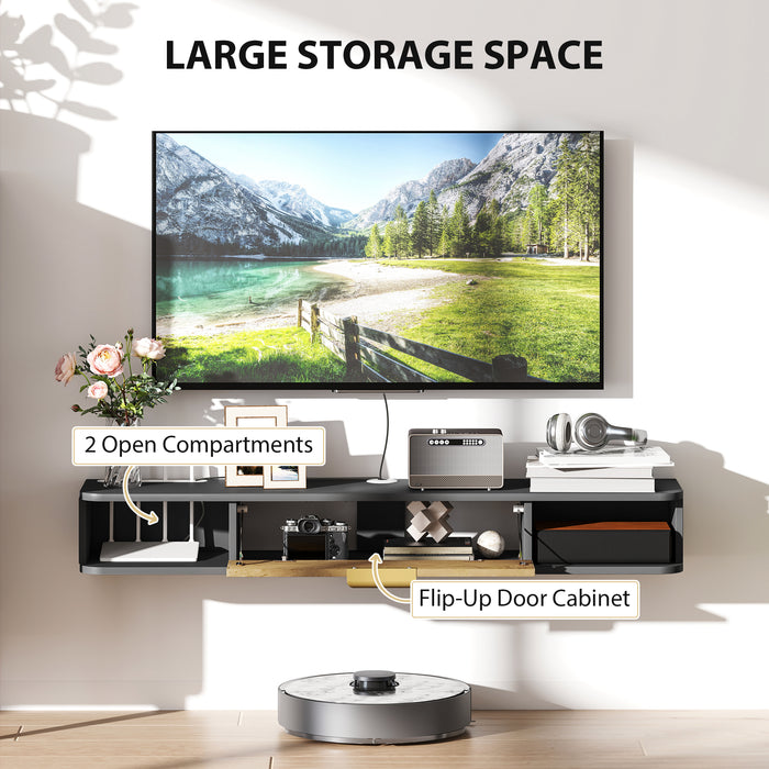 HOMCOM 120 cm Floating TV Stand with Storage - Charcoal Grey