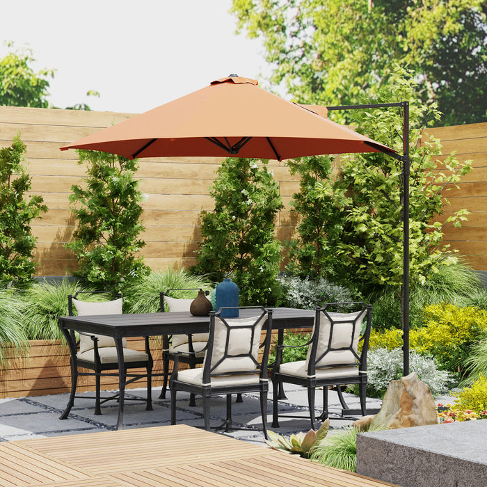 Outsunny 2.5M Garden Cantilever Parasol, Offset Roma Patio Umbrella Hanging Sun Shade Canopy Shelter with 360° Rotation and Cross Base, Orange