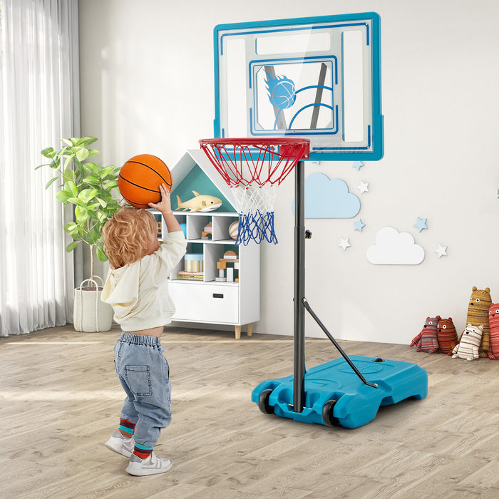 Swimming Pool Basketball Hoop Adjustable with Fillable Base and Wheels-