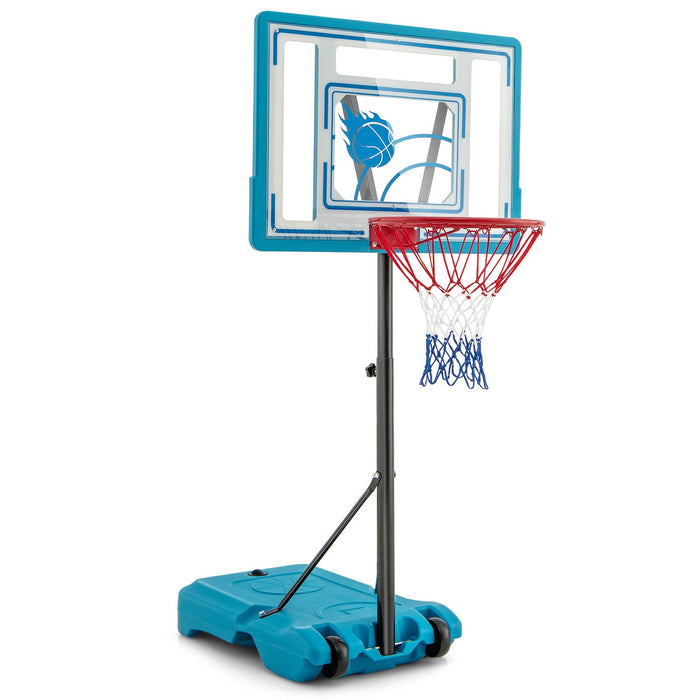Swimming Pool Basketball Hoop Adjustable with Fillable Base and Wheels-