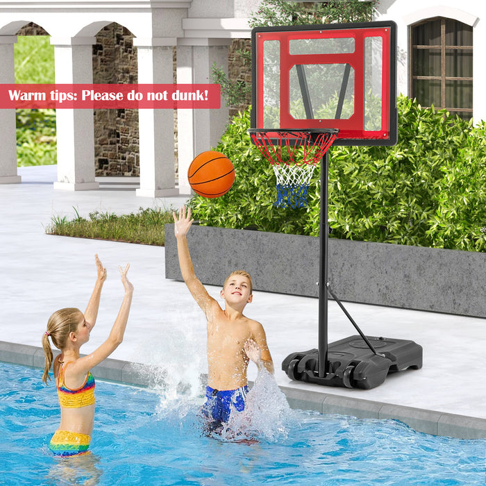 Swimming Pool Basketball Hoop Adjustable with Fillable Base and Wheels-