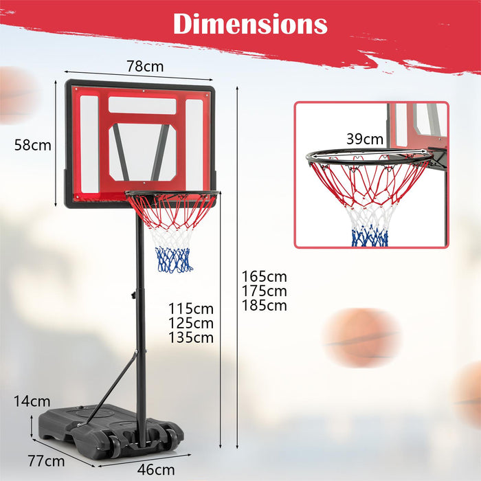 Swimming Pool Basketball Hoop Adjustable with Fillable Base and Wheels-