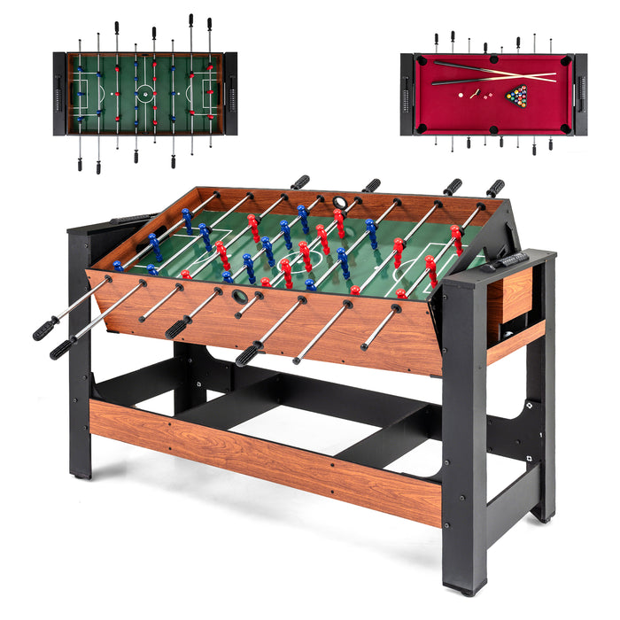 Swivel Game Table 2-in-1 Foosball and Pool Combo Space-saving-