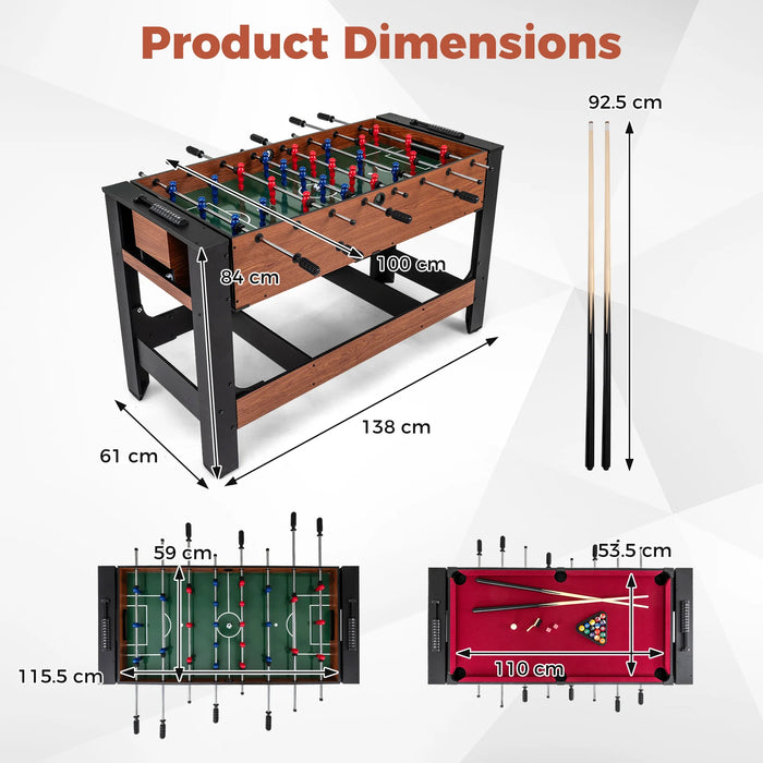 Swivel Game Table 2-in-1 Foosball and Pool Combo Space-saving-