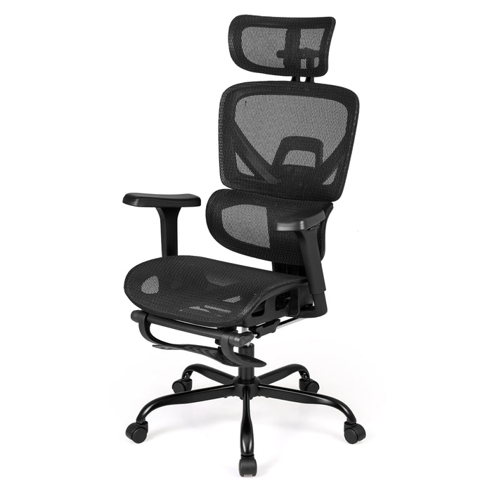Swivel Rolling Mesh Ergonomic Office Chair with Footrest High Back-