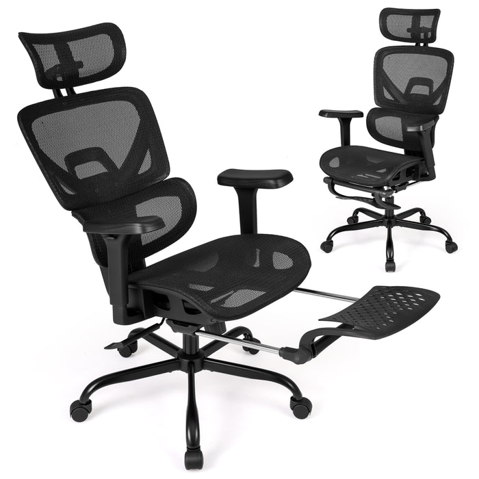 Swivel Rolling Mesh Ergonomic Office Chair with Footrest High Back-