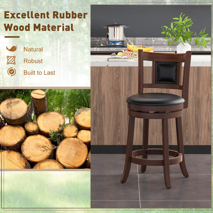 Swivel Bar Stools (Set of 2) - 65/74 cm Height with Curved Backrest, 30 Inches - Ideal for Home Bars and Kitchen Islands