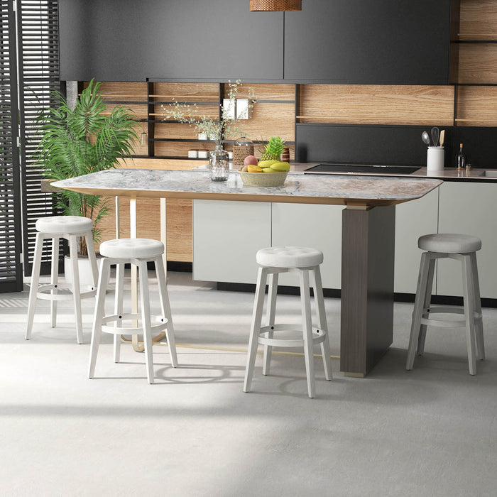 Swivel Bar Stool Set of 2 with Footrest Retro-White-