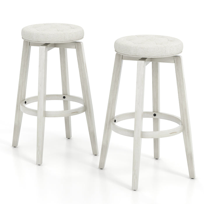 Swivel Bar Stool Set of 2 with Footrest Retro-White-