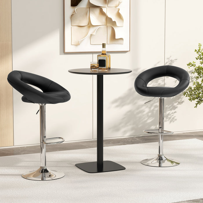 Swivel Height Adjustable Bar Stool Set of 2 with Hollow Back and Footrest-