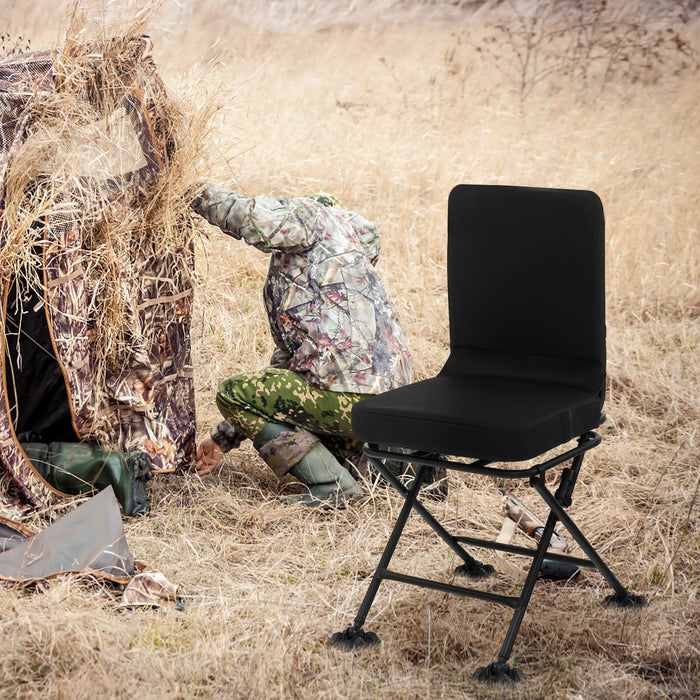 Swivel Hunting Chair 360° - Silent and Padded for Extra Comfort, Black - Ideal for Hunters Seeking Comfortable and Quiet Seating
