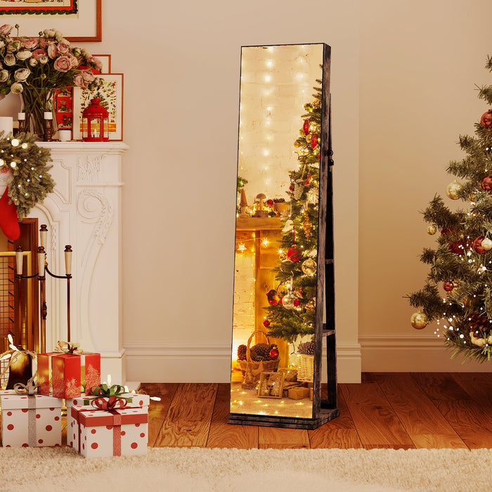 360° Swivel Jewelry Cabinet Full Length Mirror and Back Shelves-
